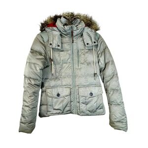 Eddie Bauer Yukon Down Puffer Jacket Faux Fur Hooded Winter Coat Size Small‎